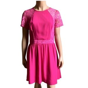 ASOS Sz 8 Hot Pink Dress Lace Accent NWT